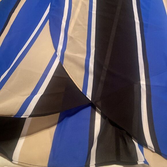 Chicos Size 3 Blue Dramatic Stripped Tunic Shirt Tank Flowing Crossover Plus - Picture 1 of 7